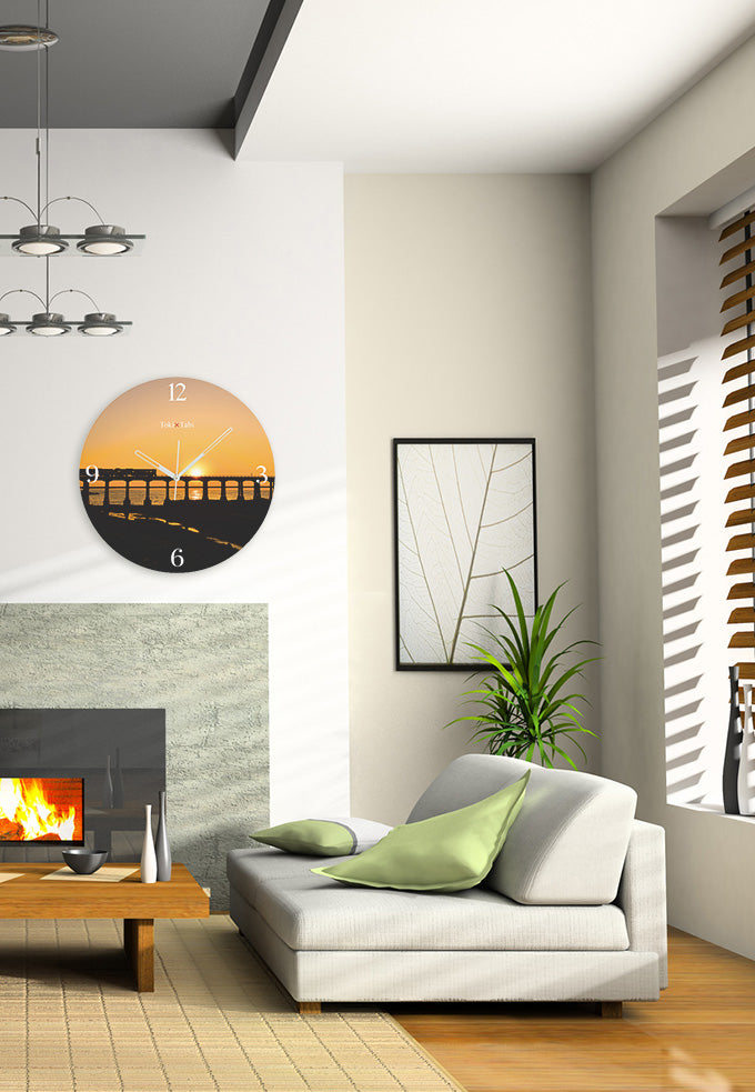 大型時計 Toki×Tabi 惣郷川橋梁の夕日 60cm