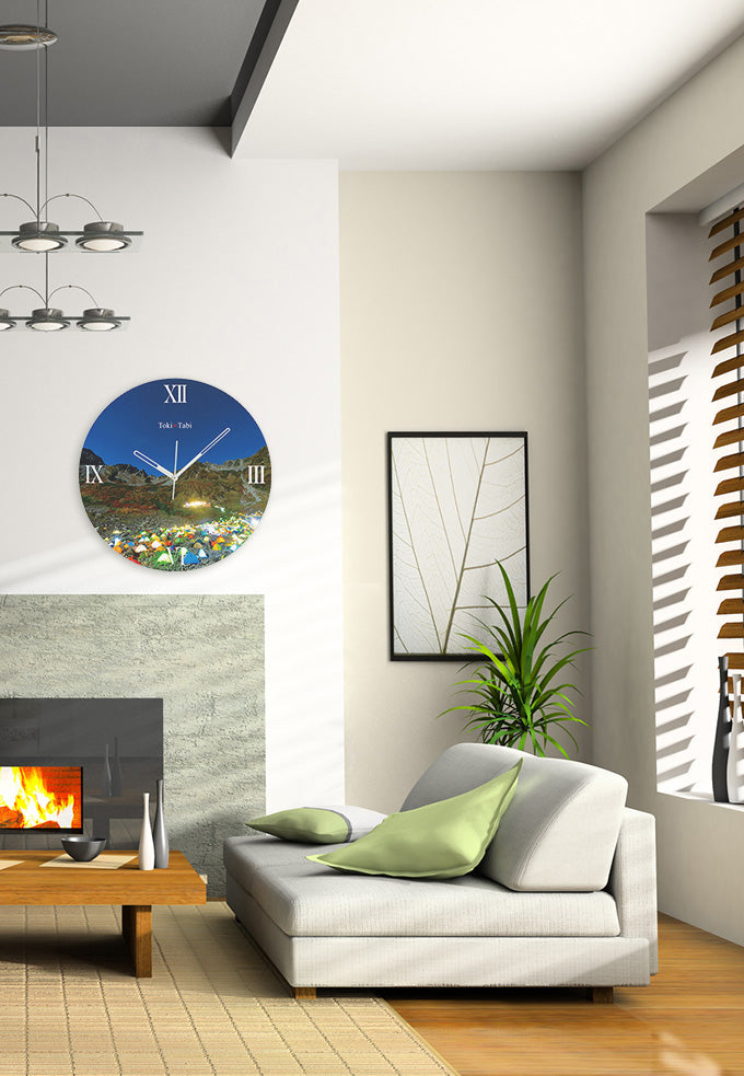 大型時計 Toki×Tabi 紅葉の涸沢カール -夕暮れのテント群- 60cm