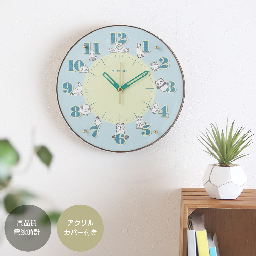 掛け時計(電波) 白い動物たち φ30cm
