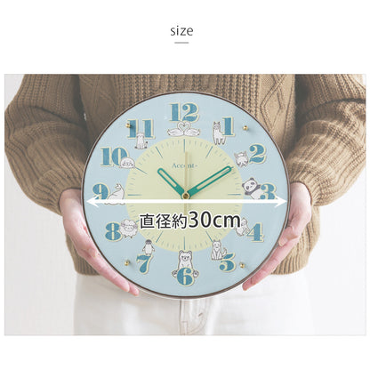 掛け時計(電波) 白い動物たち φ30cm