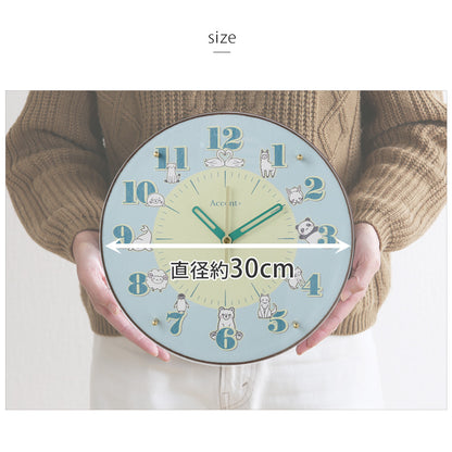 掛時計 白い動物たち  φ30cm
