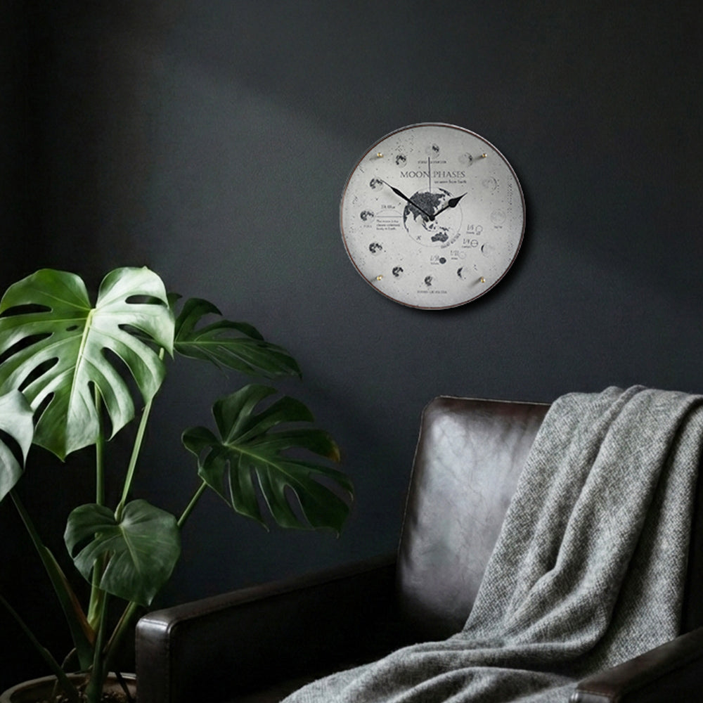 掛け時計(クオーツ) 月と地球 φ30cm