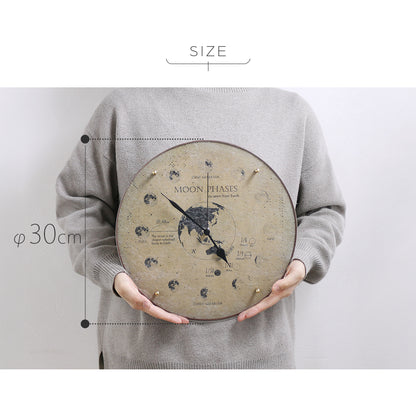 掛け時計(クオーツ) 月と地球 φ30cm
