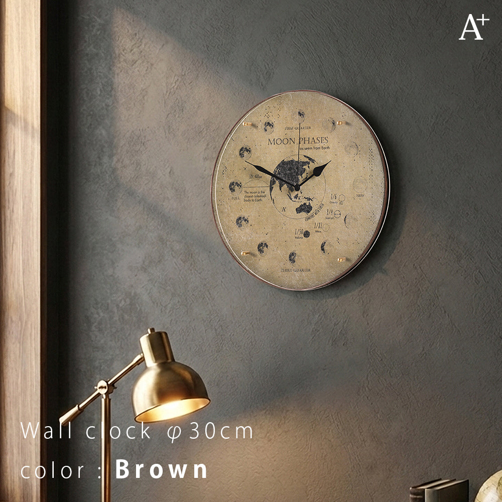 掛け時計(クオーツ) 月と地球 φ30cm