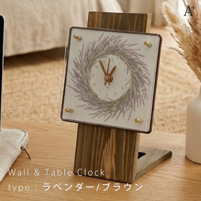 掛け置き時計(クオーツ) 14cm角 『リース』