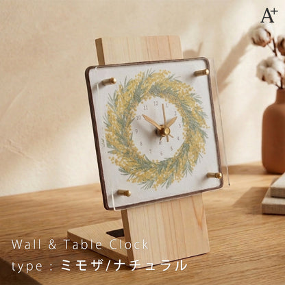 掛け置き時計(クオーツ) 14cm角 『リース』