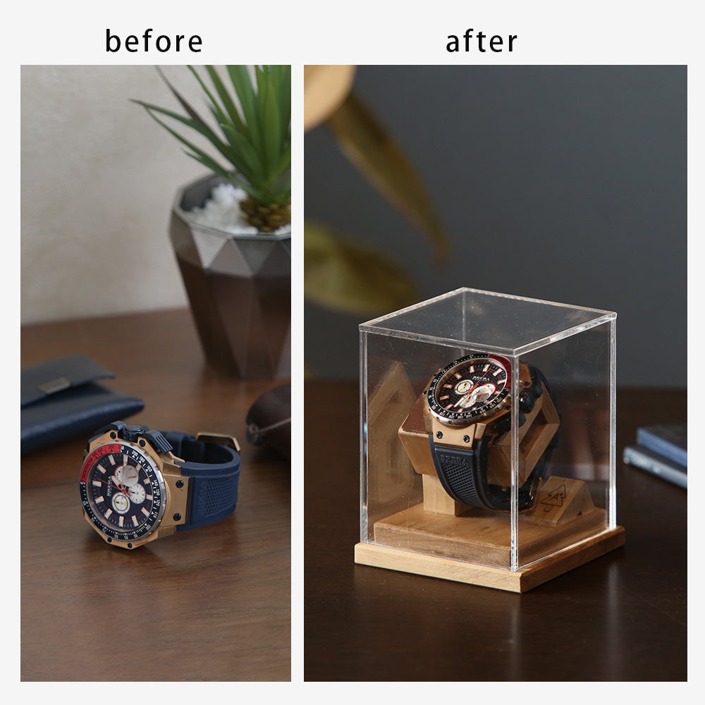 kigumi 『腕時計ショーケース 1本用 (ダークブラウンレザー仕様)』 – プリズム