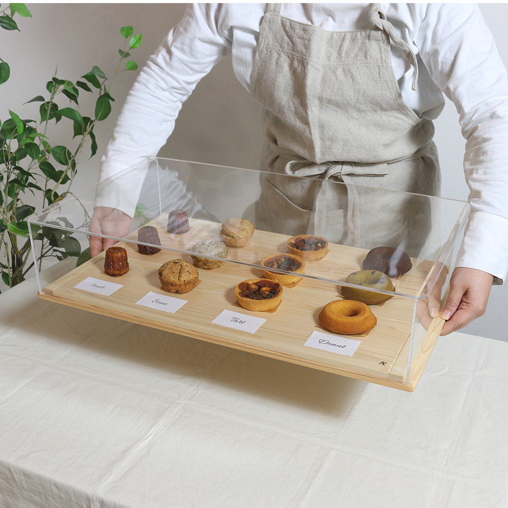 焼き菓子 ショーケース 卓上 持ち運び 低め｜木製×アクリル